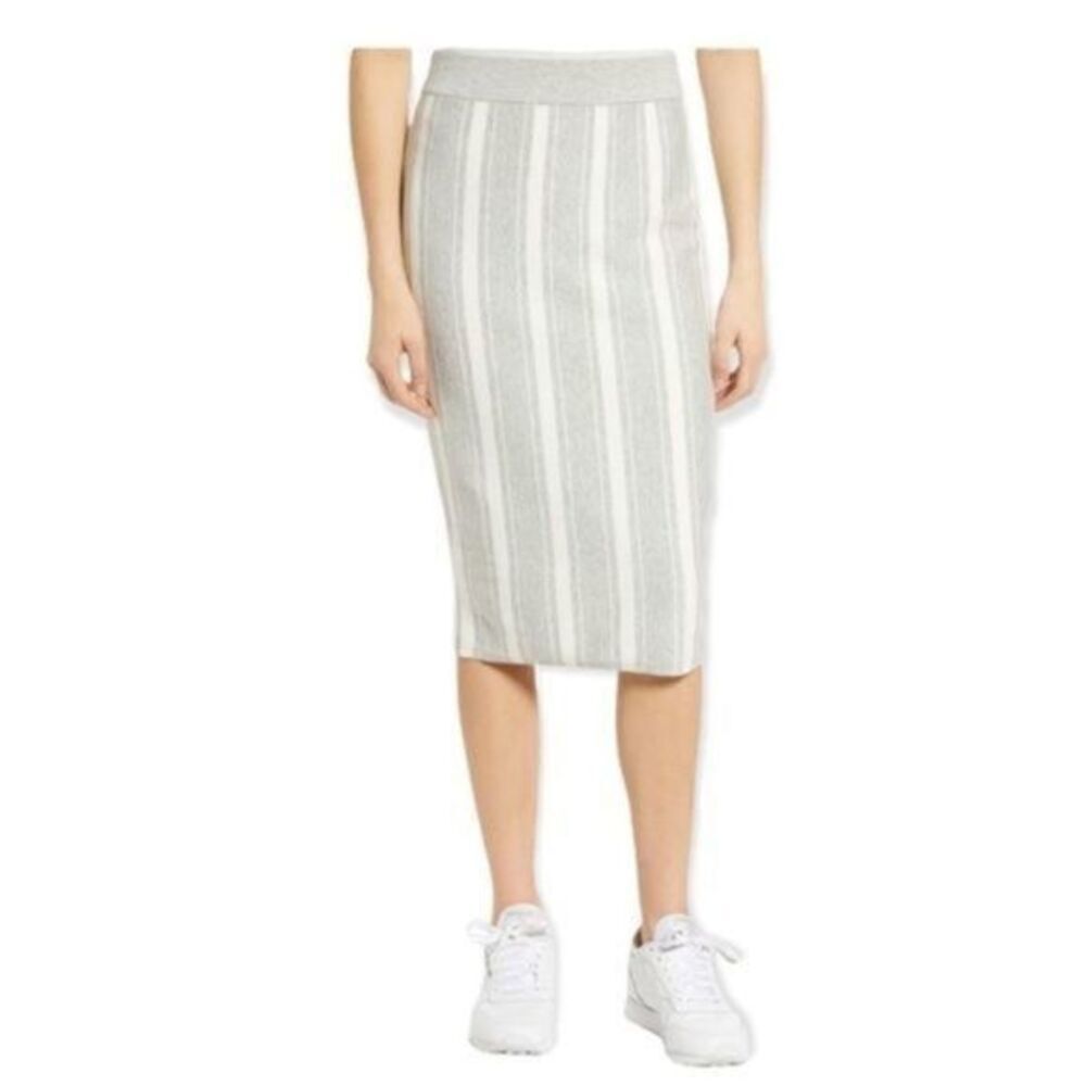 BP Nordstrom Grey Pearl Stripe Sweater Skirt Medium NWT